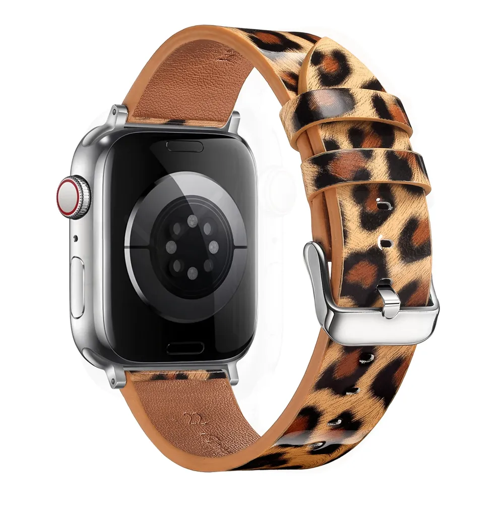 Bracelet montre cuir léopard Apple Watch 38 à 49 mm