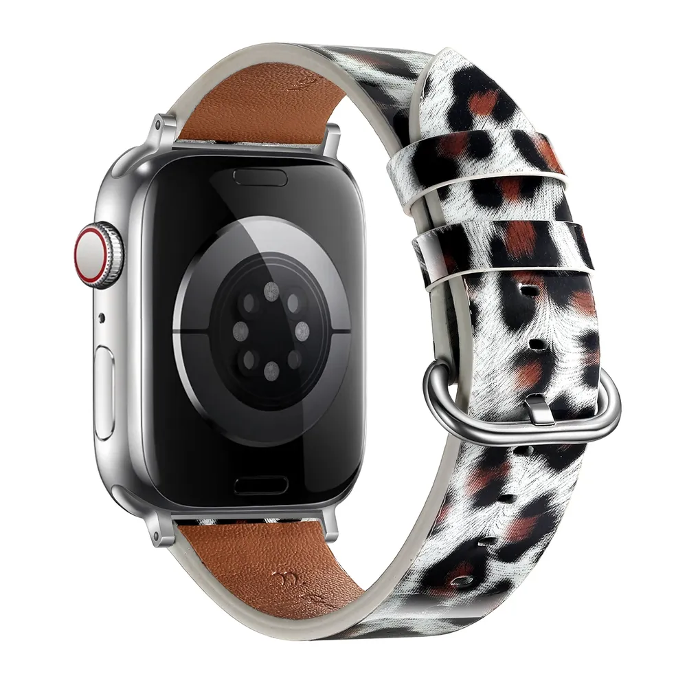 Bracelet montre cuir léopard Apple Watch 38 à 49 mm