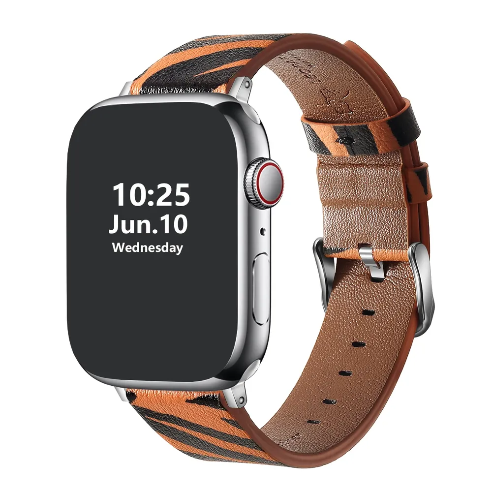 Bracelet montre cuir léopard Apple Watch 38 à 49 mm