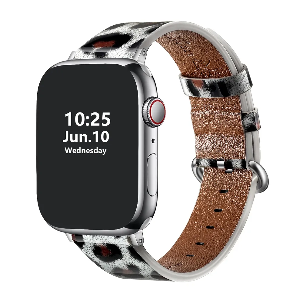 Bracelet montre cuir léopard Apple Watch 38 à 49 mm