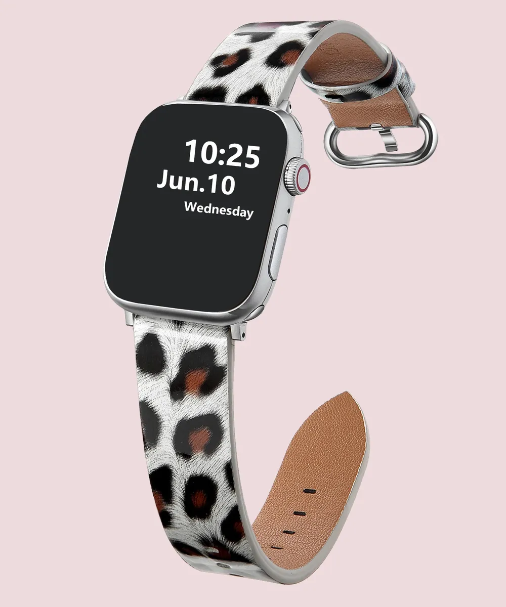 Bracelet montre cuir léopard Apple Watch 38 à 49 mm