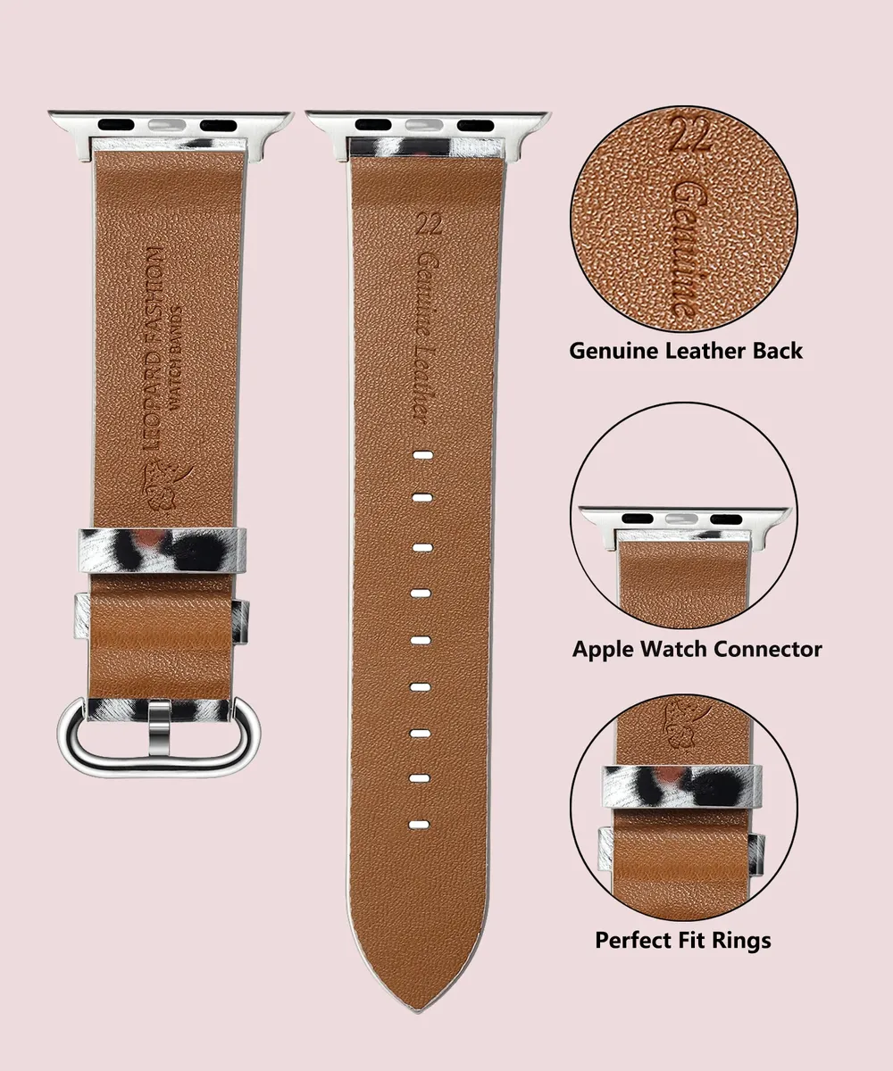 Bracelet montre cuir léopard Apple Watch 38 à 49 mm