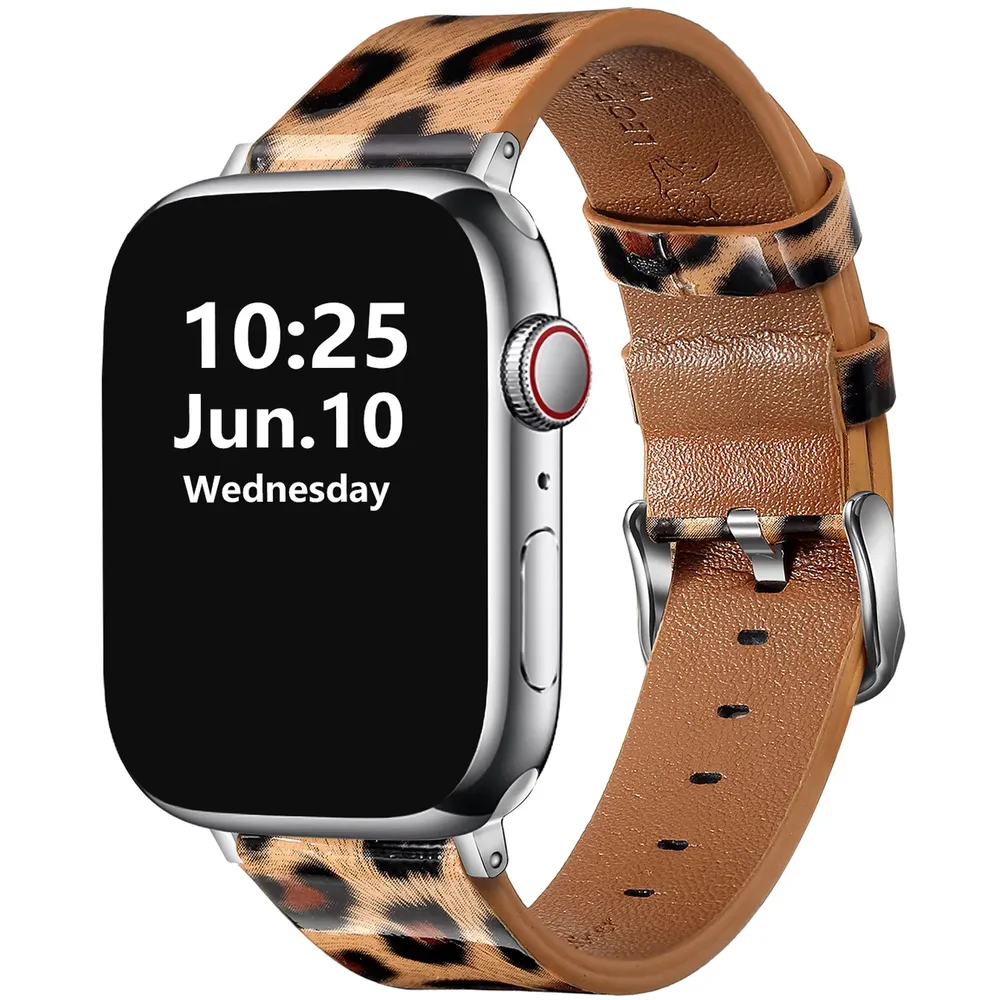Bracelet montre cuir léopard Apple Watch 38 à 49 mm