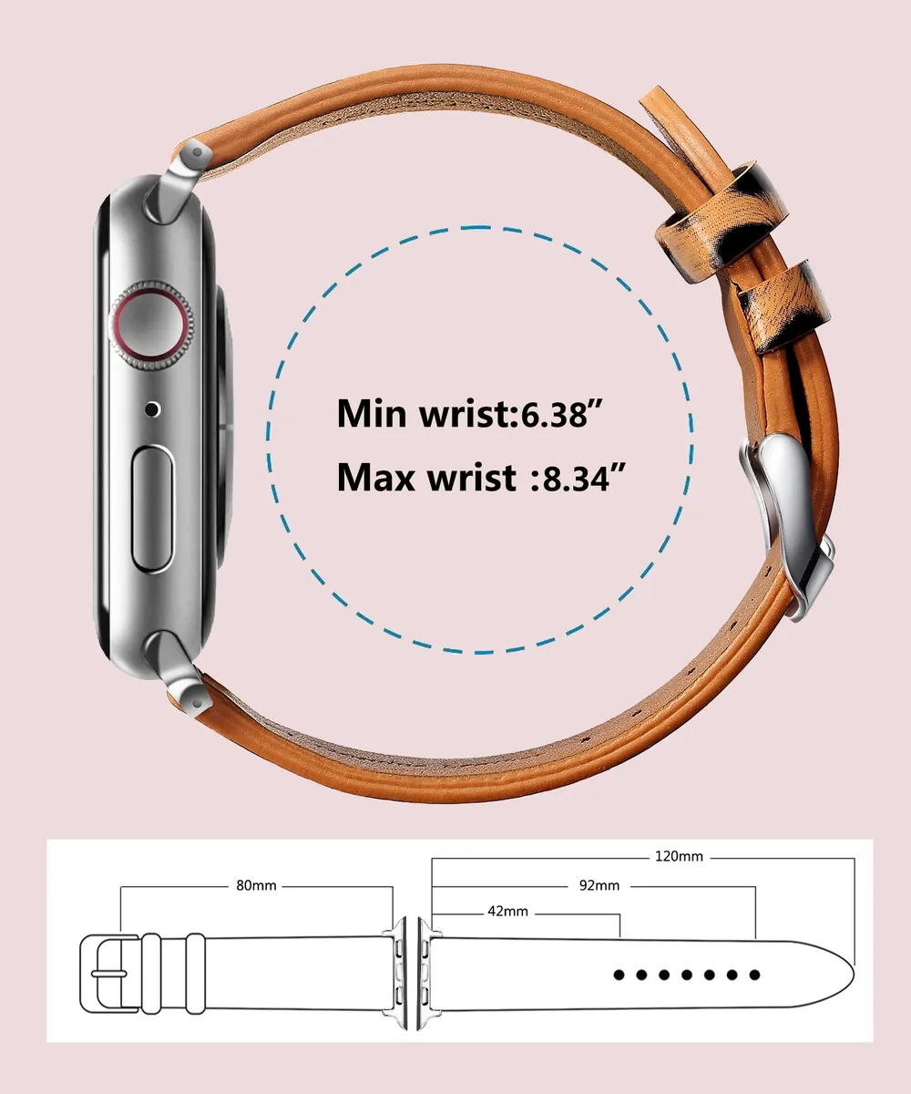 Bracelet montre cuir léopard Apple Watch 38 à 49 mm