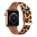 Bracelet montre cuir léopard Apple Watch 38 à 49 mm – Couleur du bracelet Leopard 1 RoseGold