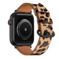 Bracelet montre cuir léopard Apple Watch 38 à 49 mm – Couleur du bracelet Leopard 11 Black