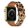 Bracelet montre cuir léopard Apple Watch 38 à 49 mm – Couleur du bracelet Leopard 11 Gold