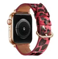 Bracelet montre cuir léopard Apple Watch 38 à 49 mm – Couleur du bracelet Leopard 12 Rose Gold