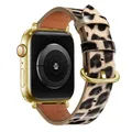 Bracelet montre cuir léopard Apple Watch 38 à 49 mm – Couleur du bracelet Leopard 13 Gold