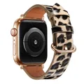 Bracelet montre cuir léopard Apple Watch 38 à 49 mm – Couleur du bracelet Leopard 13 Rose Gold