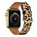 Bracelet montre cuir léopard Apple Watch 38 à 49 mm – Couleur du bracelet Leopard 14 Gold