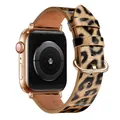Bracelet montre cuir léopard Apple Watch 38 à 49 mm – Couleur du bracelet Leopard 14 Rose Gold