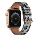 Bracelet montre cuir léopard Apple Watch 38 à 49 mm – Couleur du bracelet Leopard 16 Rose Gold
