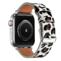 Bracelet montre cuir léopard Apple Watch 38 à 49 mm – Couleur du bracelet Leopard 5 Silver