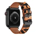 Bracelet montre cuir léopard Apple Watch 38 à 49 mm – Couleur du bracelet Tiger 1 Black