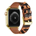 Bracelet montre cuir léopard Apple Watch 38 à 49 mm – Couleur du bracelet Tiger 1 Gold