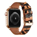 Bracelet montre cuir léopard Apple Watch 38 à 49 mm – Couleur du bracelet Tiger 1 RoseGold