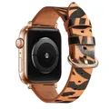 Bracelet montre cuir léopard Apple Watch 38 à 49 mm – Couleur du bracelet Tiger 11 Rose Gold