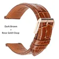 Bracelet montre cuir mollet souple 18 à 23 mm – Couleur du bracelet Brun foncé RG