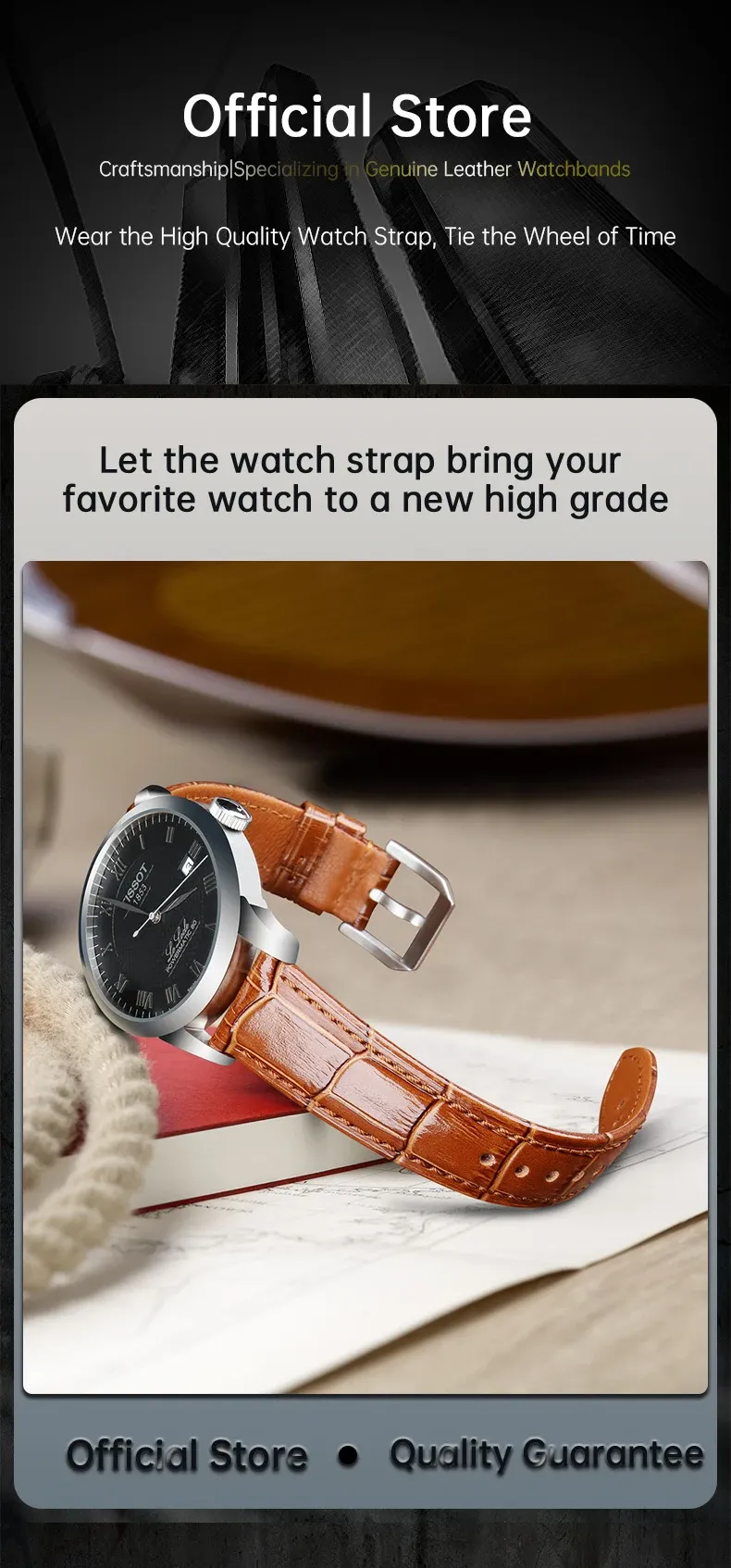 Bracelet montre cuir mollet souple 18 à 23 mm