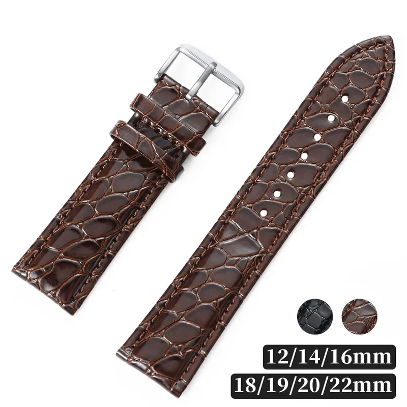 Bracelet montre cuir motif croco 12 à 20 mm unisexe