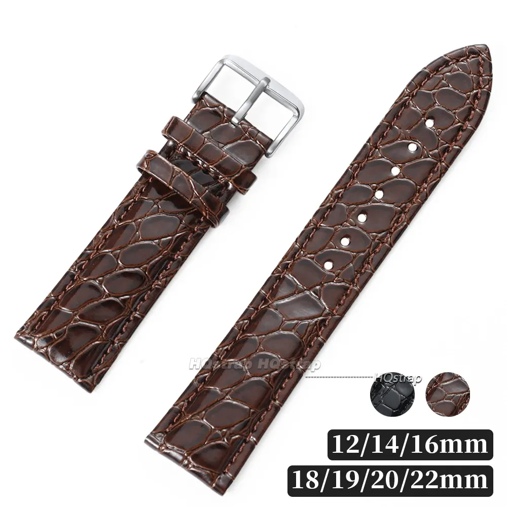 Bracelet montre cuir motif croco 12 à 20 mm unisexe