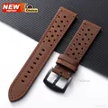 Bracelet montre cuir perforé 18 à 24 mm boucle papillon – Couleur du bracelet DBN Black pin Clasp
