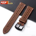 Bracelet montre cuir perforé 18 à 24 mm boucle papillon – Couleur du bracelet DBNWH Black pinClasp