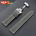 Bracelet montre cuir perforé 18 à 24 mm boucle papillon – Couleur du bracelet Grey SV New