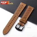 Bracelet montre cuir perforé 18 à 24 mm boucle papillon – Couleur du bracelet LBN Black pin Clasp