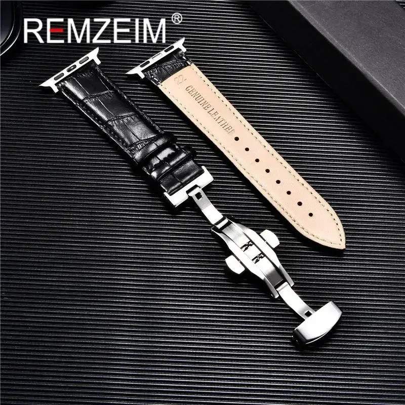 Bracelet montre cuir pour Apple Watch 38 à 49 mm papillon