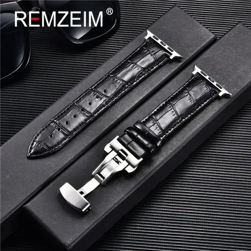 Bracelet montre cuir pour Apple Watch 38 à 49 mm papillon