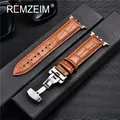 Bracelet montre cuir pour Apple Watch 38 à 49 mm papillon – Couleur du bracelet light brown-silver