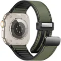 Bracelet montre cuir pour Apple Watch Ultra 3 2 40 à 49 mm – Couleur du bracelet Army Green