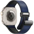 Bracelet montre cuir pour Apple Watch Ultra 3 2 40 à 49 mm – Couleur du bracelet Blue
