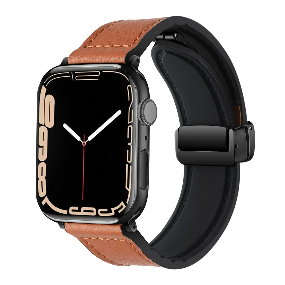 Bracelet montre cuir pour Apple Watch Ultra 3 2 40 à 49 mm