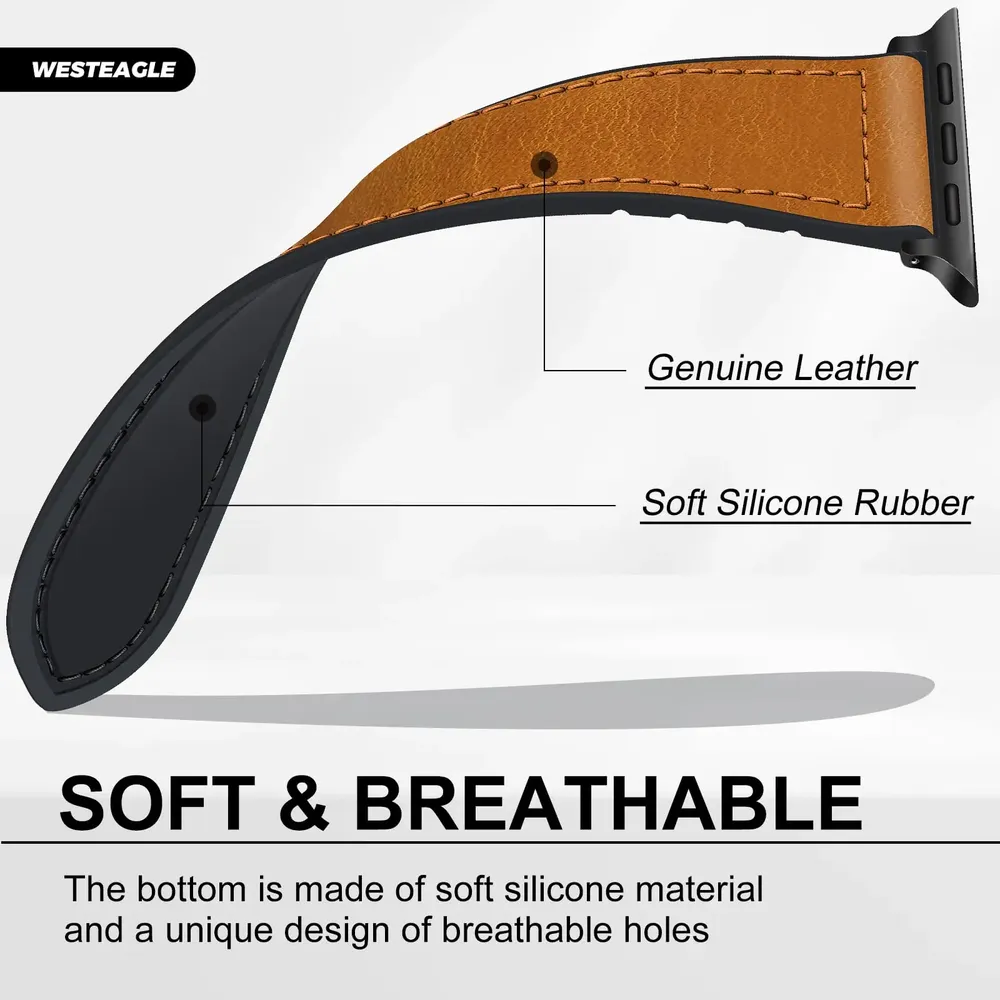 Bracelet montre cuir pour Apple Watch Ultra 3 2 40 à 49 mm