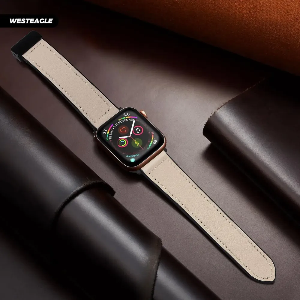 Bracelet montre cuir pour Apple Watch Ultra 3 2 40 à 49 mm