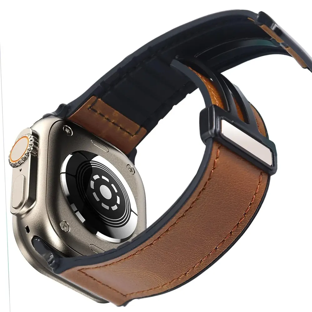 Bracelet montre cuir pour Apple Watch Ultra 3 2 40 à 49 mm