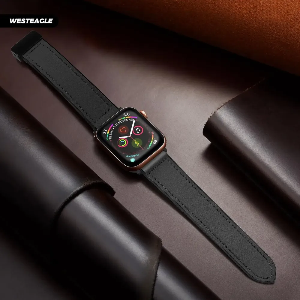 Bracelet montre cuir pour Apple Watch Ultra 3 2 40 à 49 mm