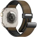 Bracelet montre cuir pour Apple Watch Ultra 3 2 40 à 49 mm – Couleur du bracelet Gray Brown