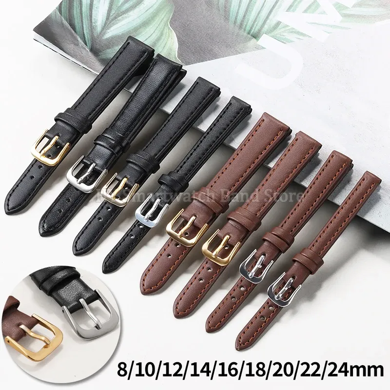 Bracelet montre cuir PU fin 8 à 24 mm universel
