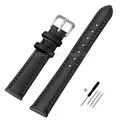 Bracelet montre cuir PU fin 8 à 24 mm universel – Couleur du bracelet Black-Silver