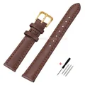 Bracelet montre cuir PU fin 8 à 24 mm universel – Couleur du bracelet Brown-Gold