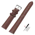 Bracelet montre cuir PU fin 8 à 24 mm universel – Couleur du bracelet Brown-Silver