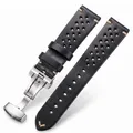 Bracelet montre cuir respirant 18 à 24 mm – Couleur du bracelet Black