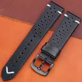 Bracelet montre cuir respirant 18 à 24 mm – Couleur du bracelet Black Black Buckle