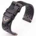 Bracelet montre cuir respirant 18 à 24 mm – Couleur du bracelet Black Black Clasp