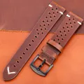 Bracelet montre cuir respirant 18 à 24 mm – Couleur du bracelet Dark Brown Black
