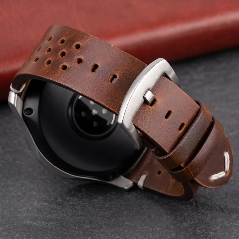 Bracelet montre cuir respirant 18 à 24 mm